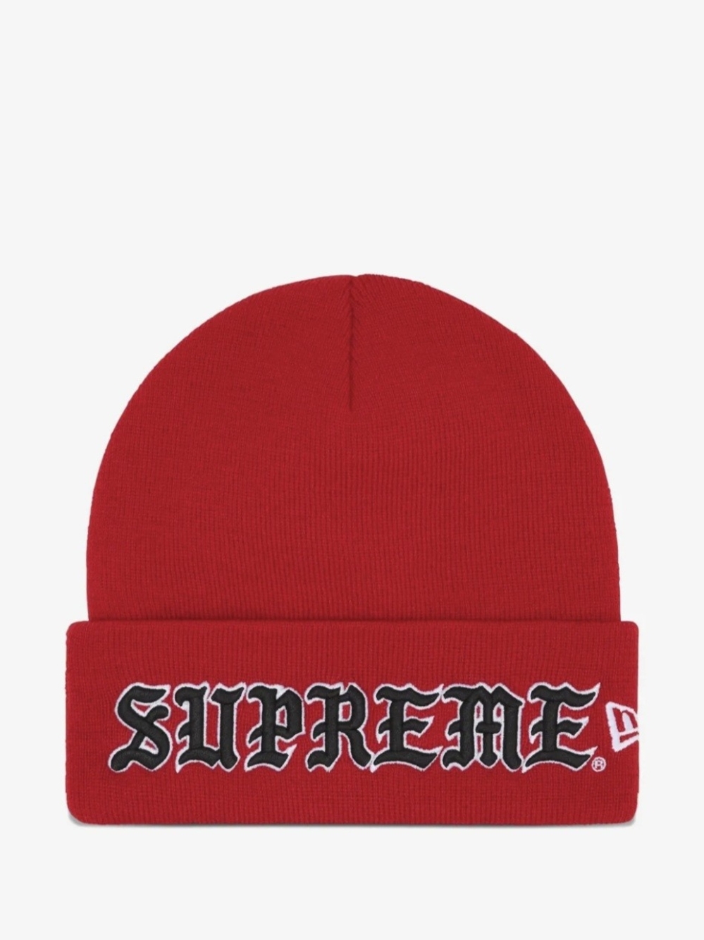 Supreme Red Beanie with Black & White Embroidered Logo